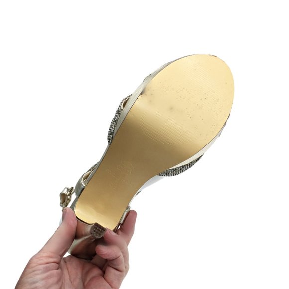 FINAL PRICE -   Maripe Gold and Silver Evening Strappy Heel 8.5 - Picture 4 of 5